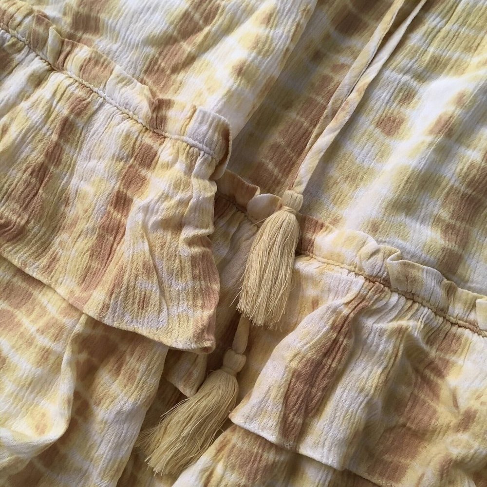 MAJORELLE Baker Mini Dress Yellow Tie Dye Tassel Summer - Picture 6 of 7